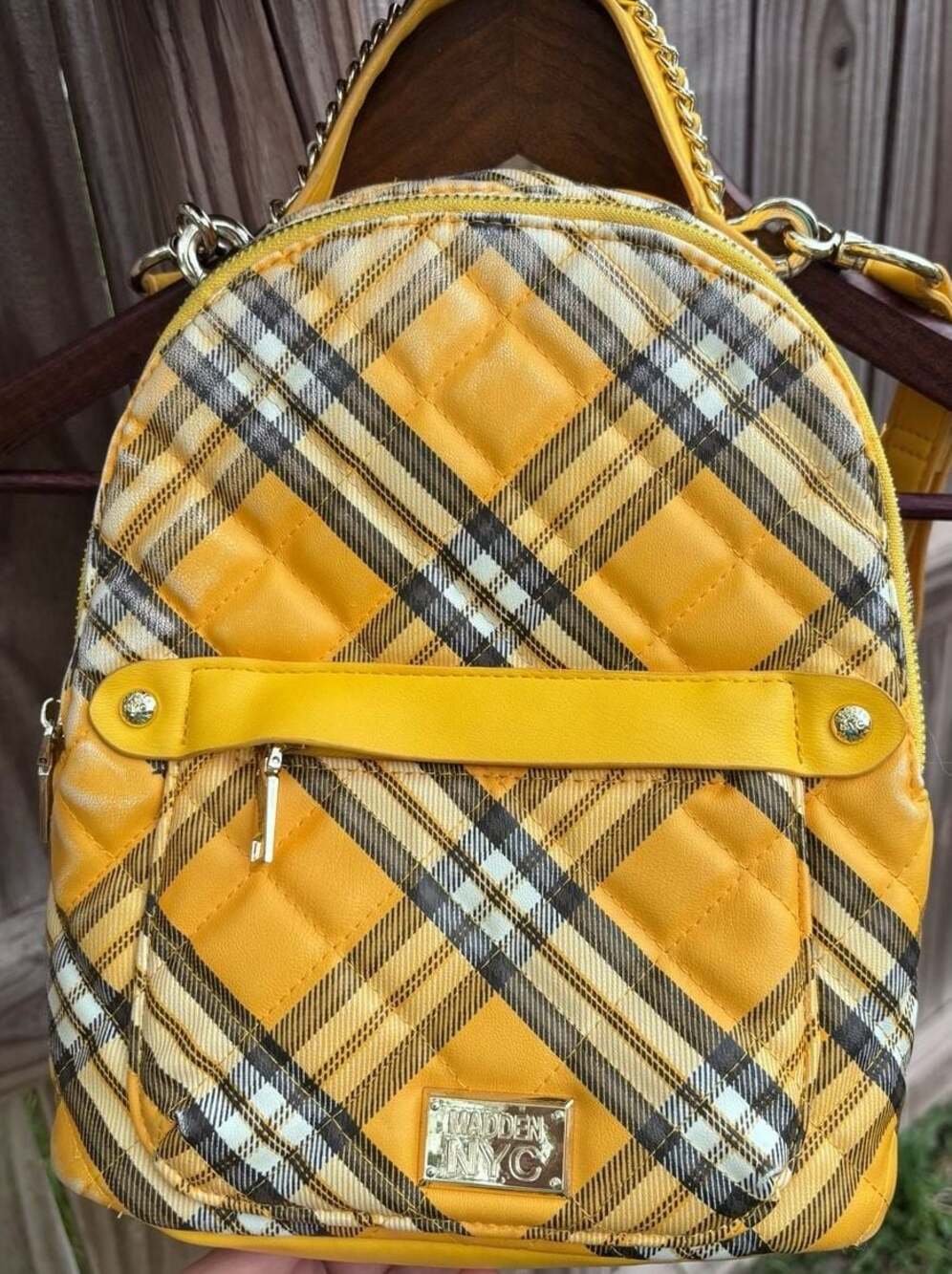 Yellow Plaid Women’s Backpack - Hidden NYC